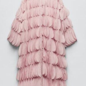 ZARA NEW WOMAN LONG COAT WITH METALLIC HEARTS SILVER